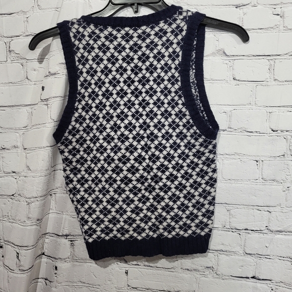 Brandy Melville Academia Blue White Sweater Vest Preppy Y2K - Picture 2 of 6